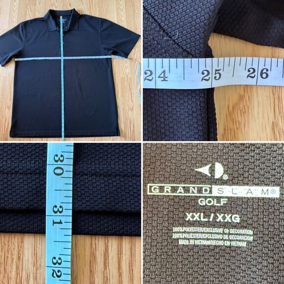 Grand Slam Golf Mens Black Polo Shirt XXL Short Sleeve Performance Textured - Picture 6 of 7